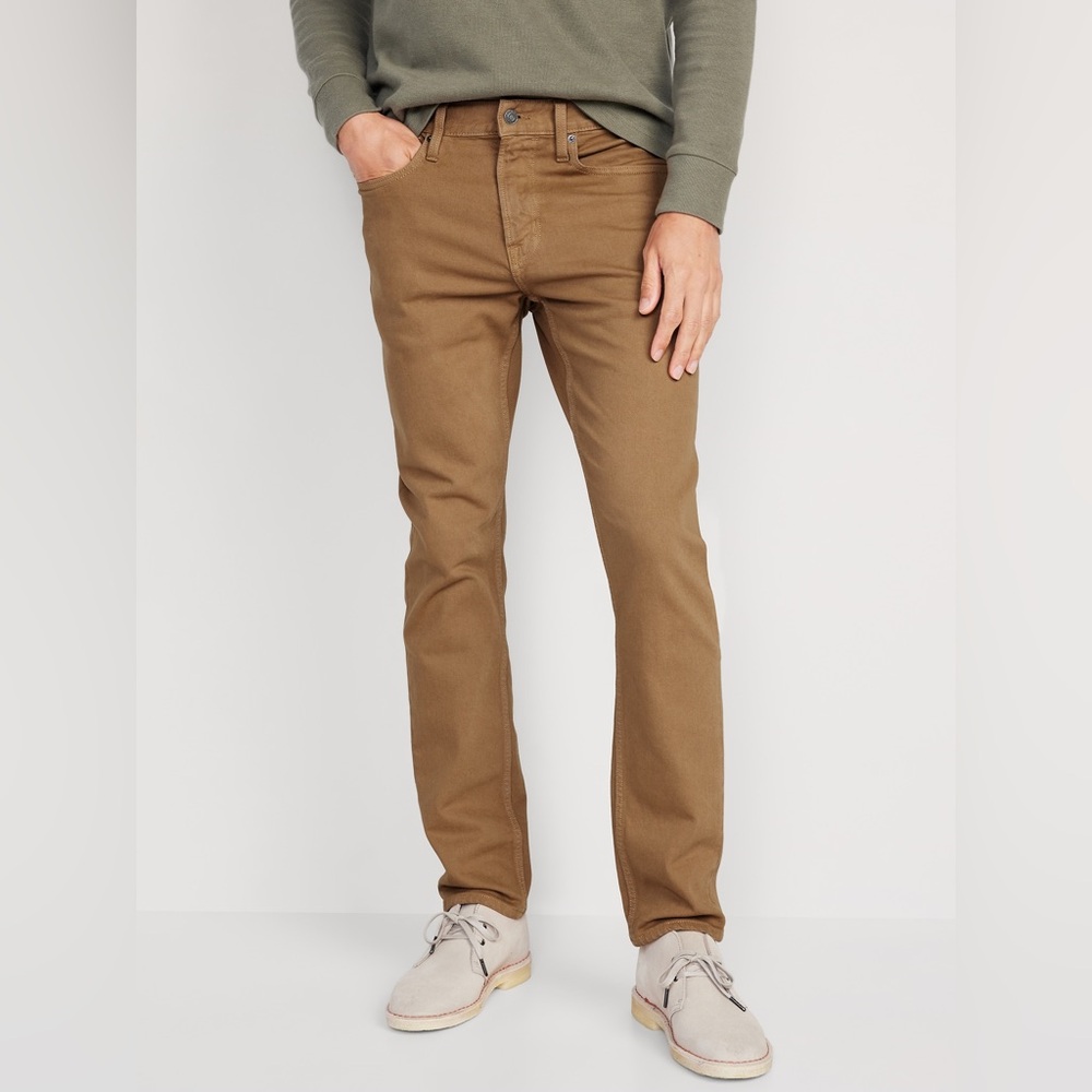 Old Navy Athletic Taper, Slim Built-In Flex, Dark Khaki Pants 29x32 New w/Tag